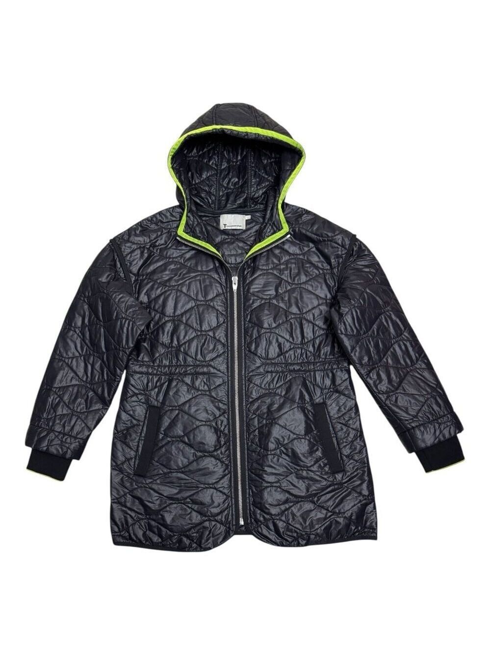T ALEXANDER WANG Long Lightweight Designer Black Puffer Jacket Coat Womens Small